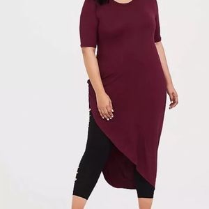 Torrid burgundy asymmetric tunic